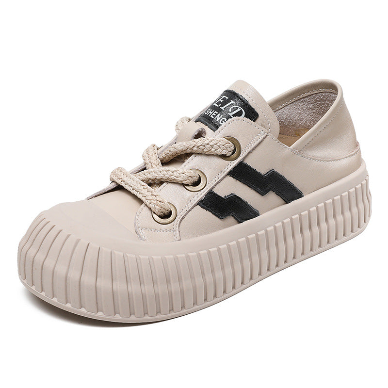 Women Soft Leather Thick Soled Flat Casual Shoes-RAIIFY