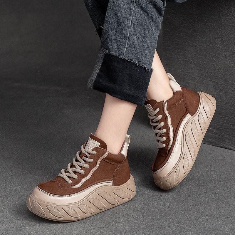 Women Minimalist Fashion Leather Thick Soled Casual Shoes-RAIIFY