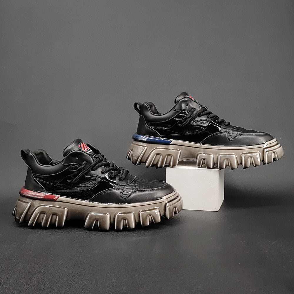 Men Fashion Leather Patchwork Thick Soled Casual Shoes-RAIIFY