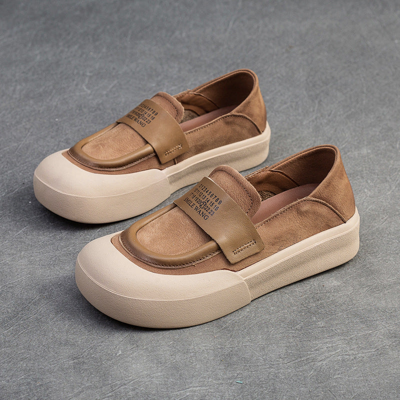 Women Minimalist Leather Flat Casual Shoes-RAIIFY