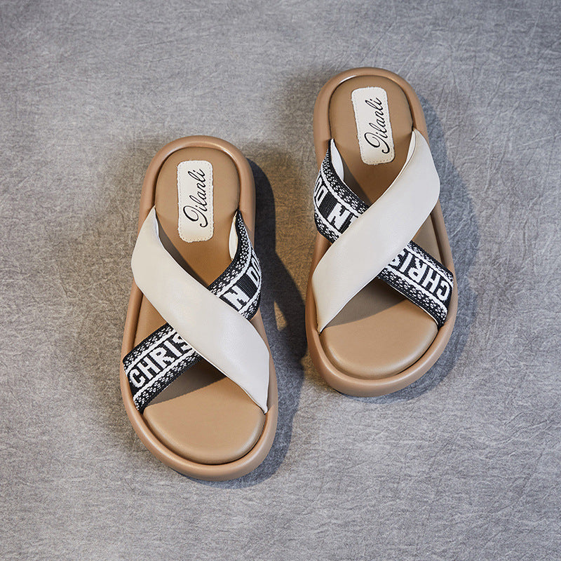 Women Soft Leather Stylish Casual Slides-RAIIFY