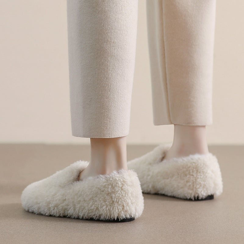 Women Winter Flat Soft Fur Casual Shoes-RAIIFY