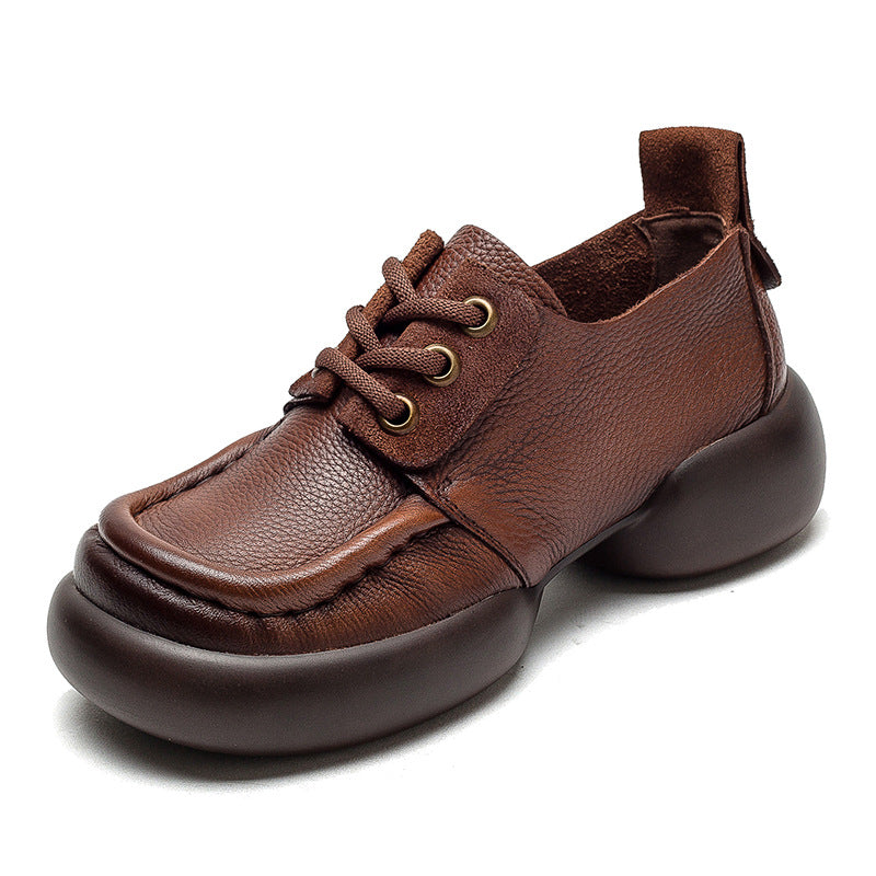 Women Retro Soft Leather Thick Soled Casual Shoes-RAIIFY