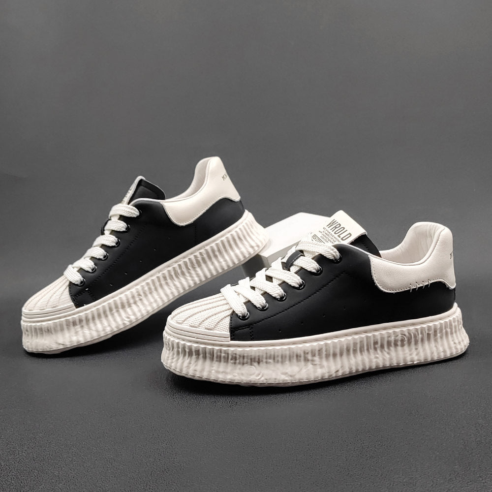 Men Fashion Leather Thick Soled Casual Sneakers-RAIIFY