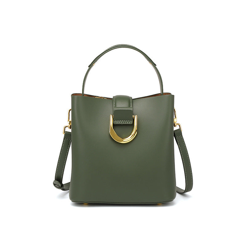 Women Fashion Cowhide Leather Bucket Crossbody Bag-RAIIFY