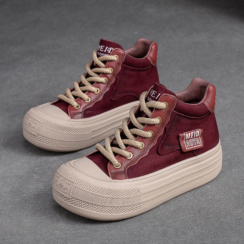 Women Stylish Fashion Leather High Top Casual Shoes-RAIIFY