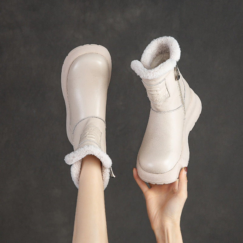 Women Retro Furred Winter Snow Boots-RAIIFY