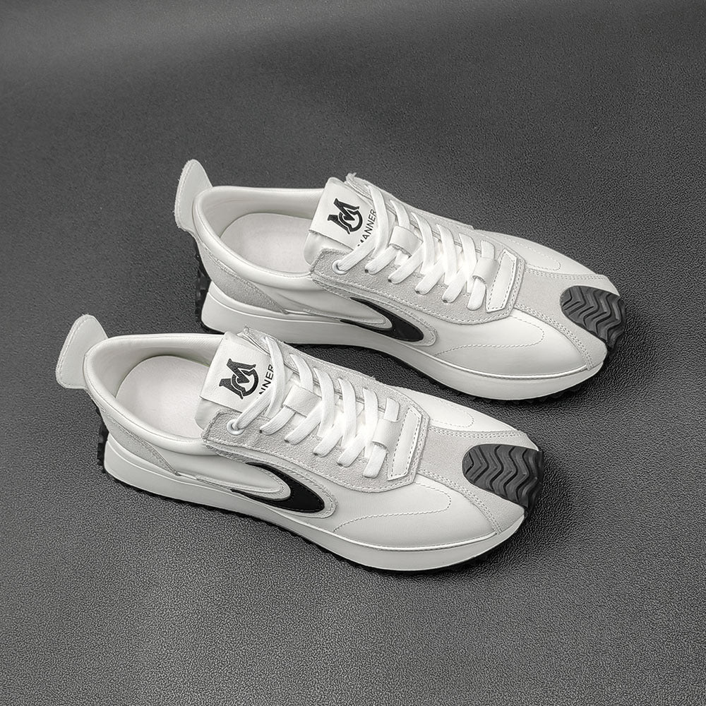 Men Fashion Patchwork Leather Casual Sneakers-RAIIFY