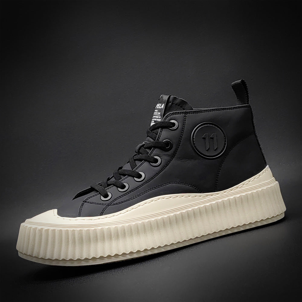 Men Fashion Leather Thick Sole Sneakers-RAIIFY