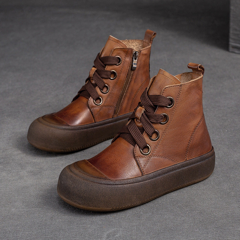 Women Autumn New Trendy Retro Leather Boots-RAIIFY