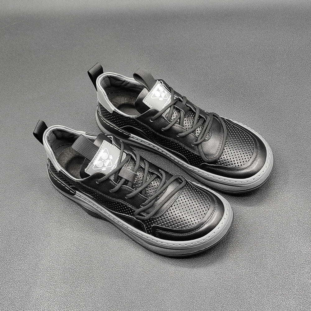 Men Hollow Leather Breathable Fashion Casual Sneakers-RAIIFY