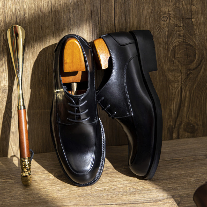 Men Plain Cowhide Oxford Dress Shoes-RAIIFY