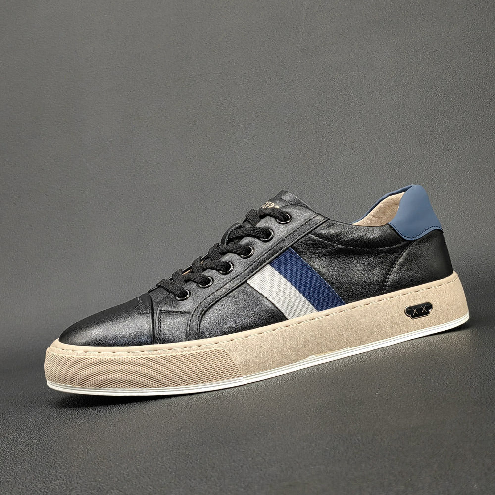 Men Fashion Casual Leather Flat Court Sneakers-RAIIFY