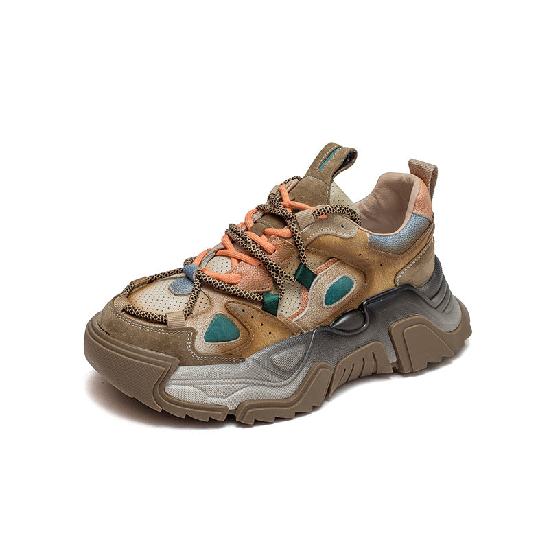 Women Retro Patchwork Breathable Platform Dad Sneakers-RAIIFY