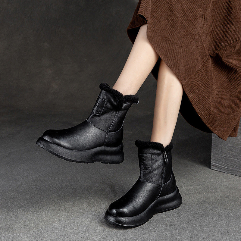 Women Retro Furred Winter Snow Boots-RAIIFY