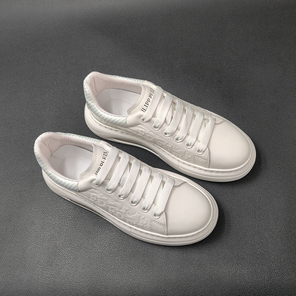 Men Fashion Figured Leather Casual Sneakers-RAIIFY