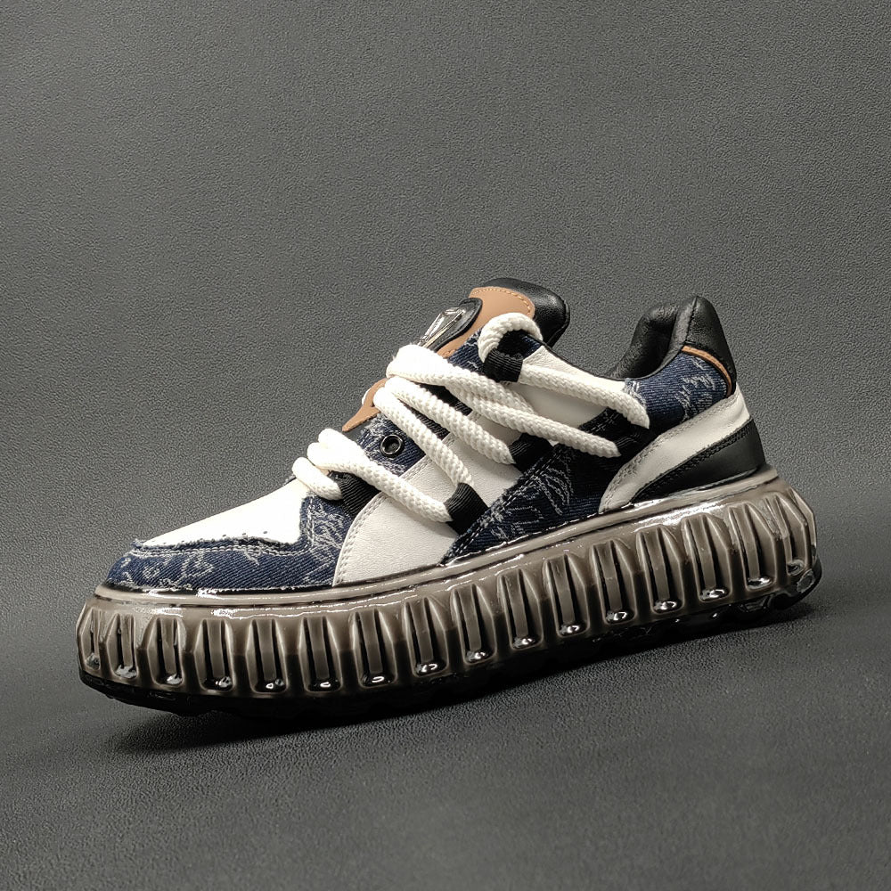 Men Stylish Fashion Leather Flat Casual Sneakers-RAIIFY