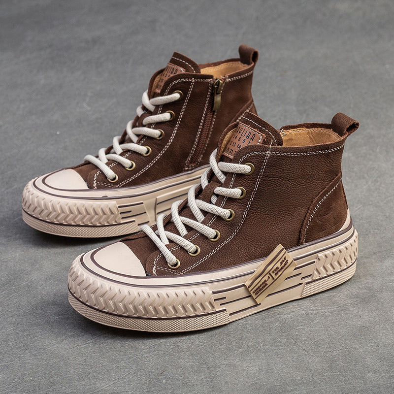 Women Fashion Cowhide Comfort Flat Ankle Boots-RAIIFY