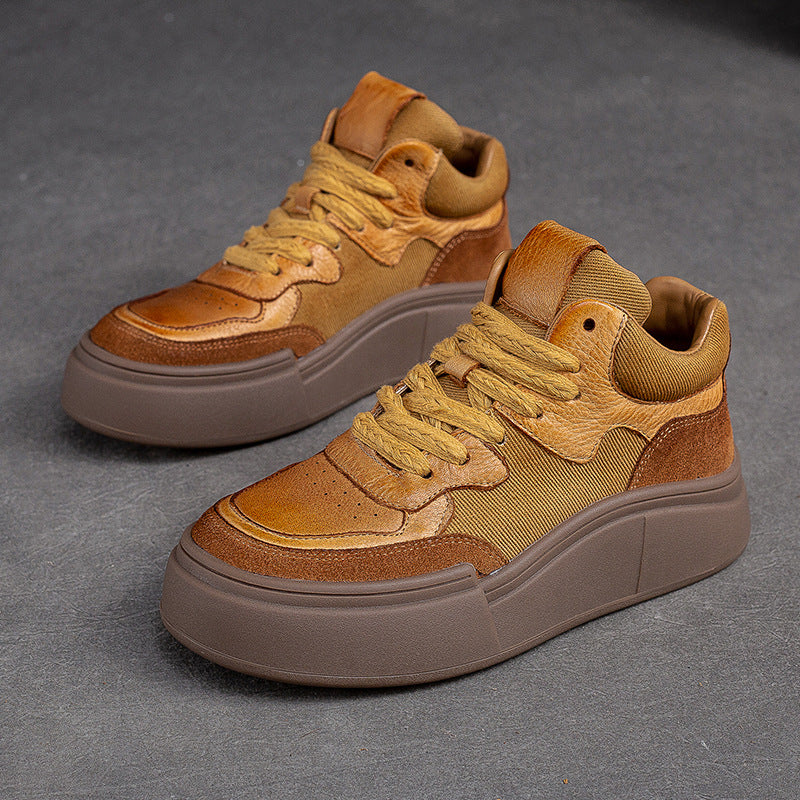 Women Retro Patchwork Thick Soled Casual Shoes-RAIIFY