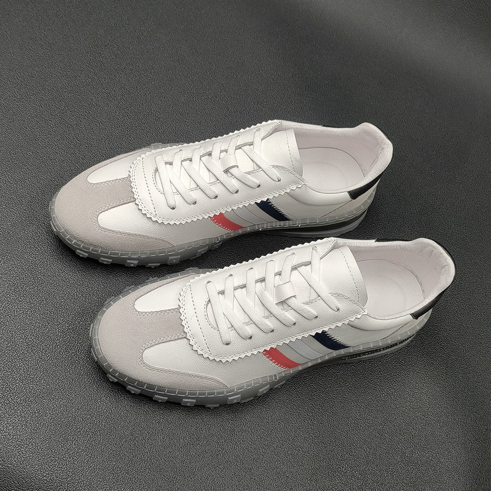 Men Fashion Patchwork Leather Flat Casual Sneakers-RAIIFY