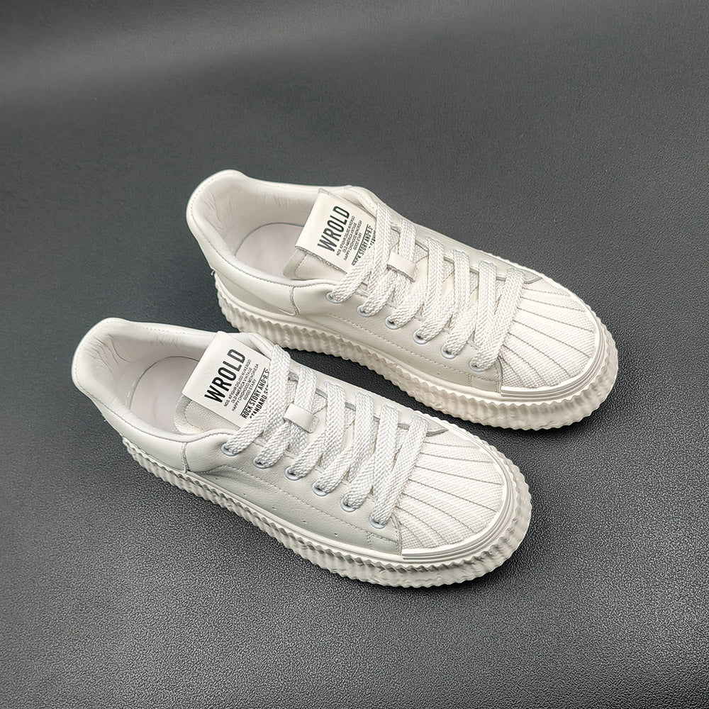 Men Fashion Leather Thick Soled Casual Sneakers-RAIIFY