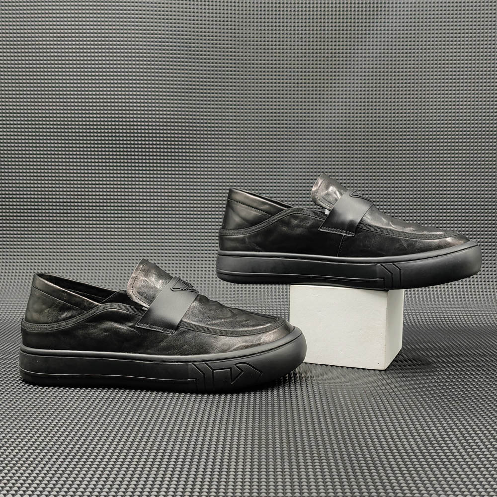 Men Minimalist Soft Leather Flat Casual Loafers-RAIIFY