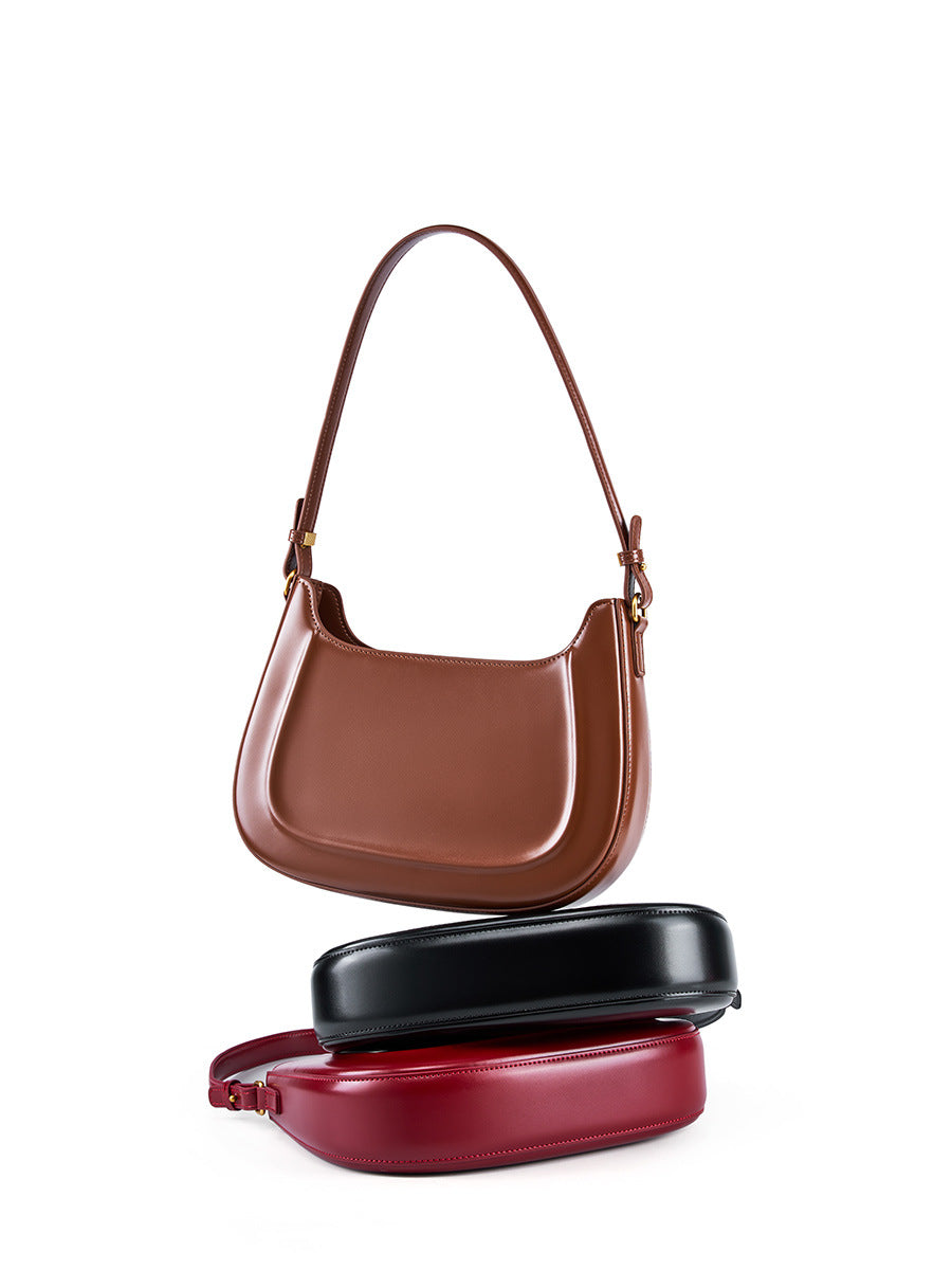 Women Retro Minimalist Leather Shoulder Bag-RAIIFY