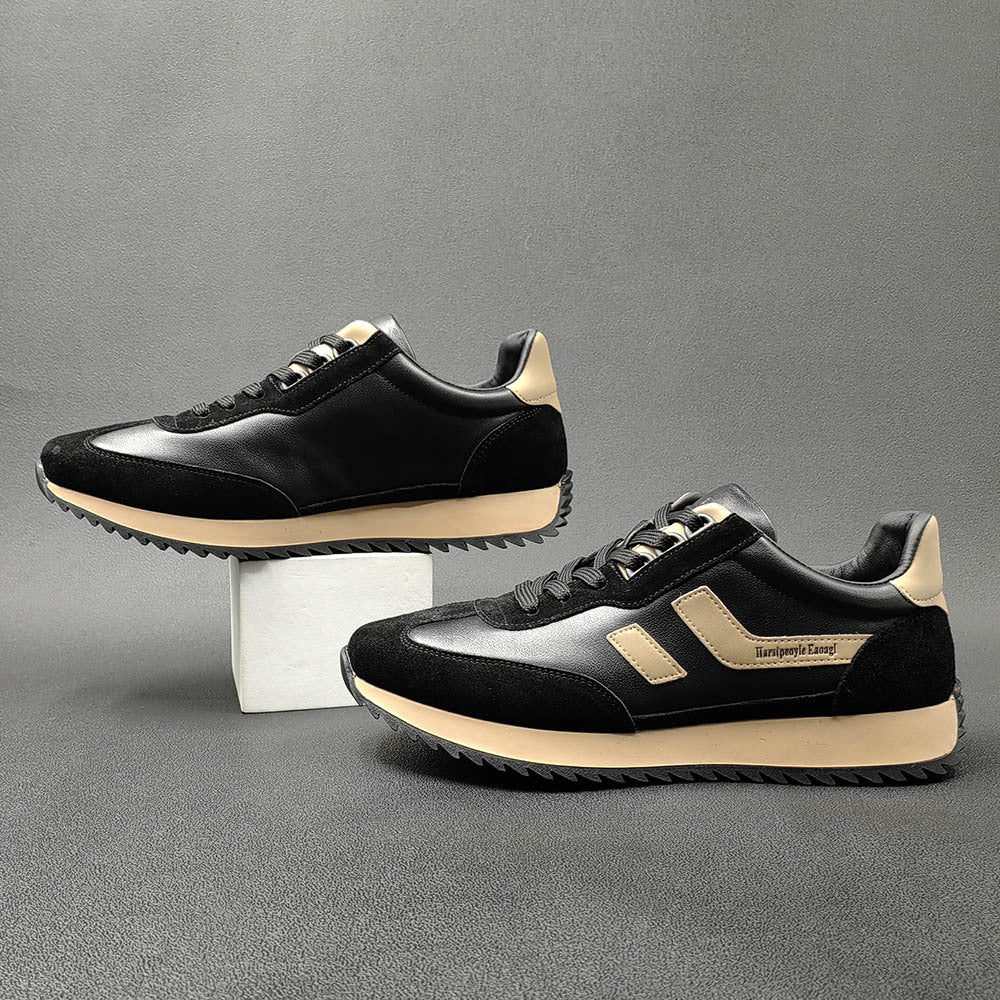Men Fashion Patchwork Cowhide Flat Casual Sneakers-RAIIFY
