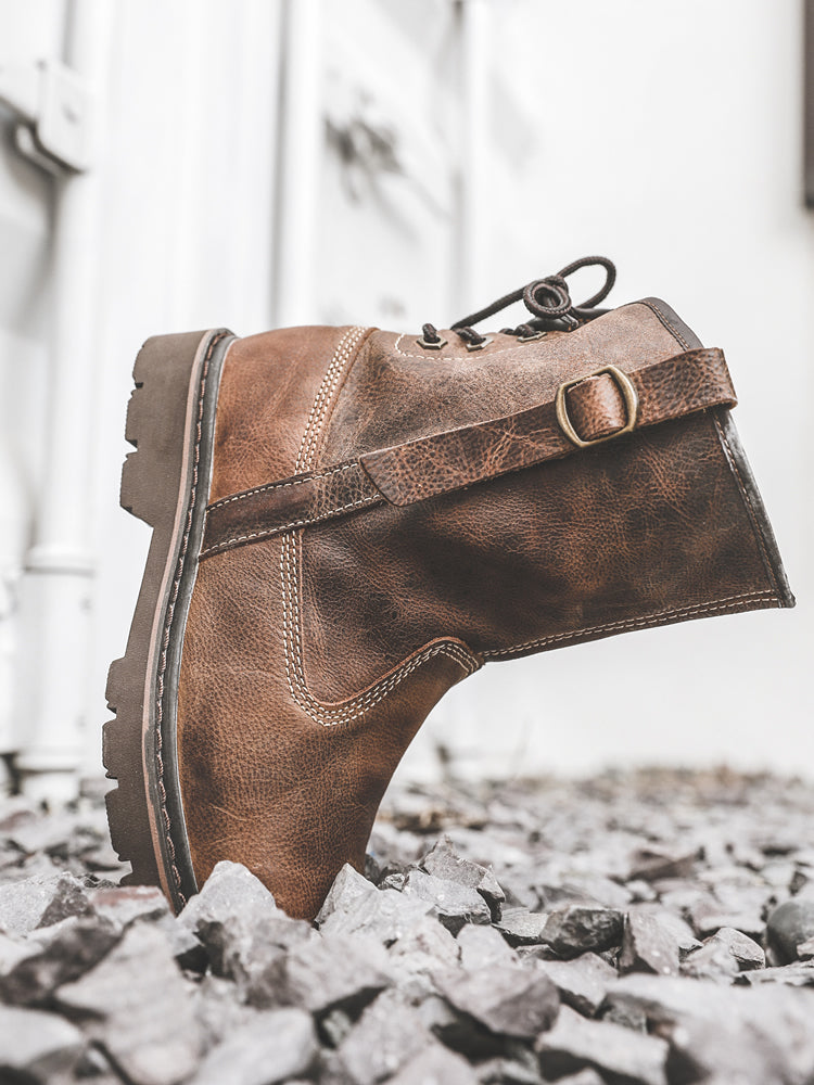 Men Spring Autumn Retro Cowhide Leather Boots-RAIIFY