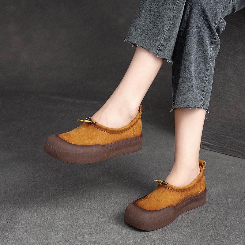 Women Minimalist Soft Leather Flat Casual Shoes-RAIIFY