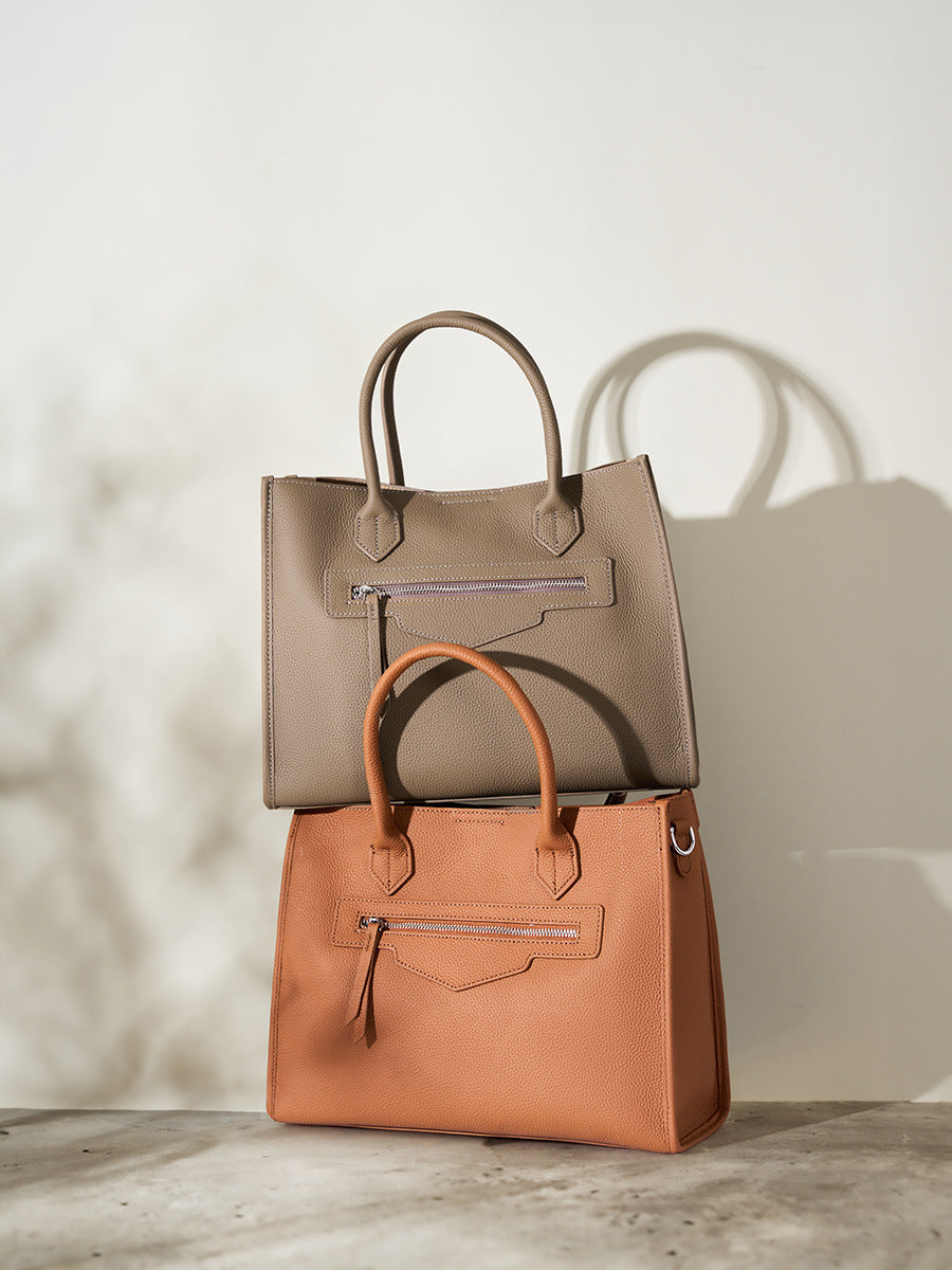 Women Soft Cowhide Minimalist Casual Tote Bag-RAIIFY