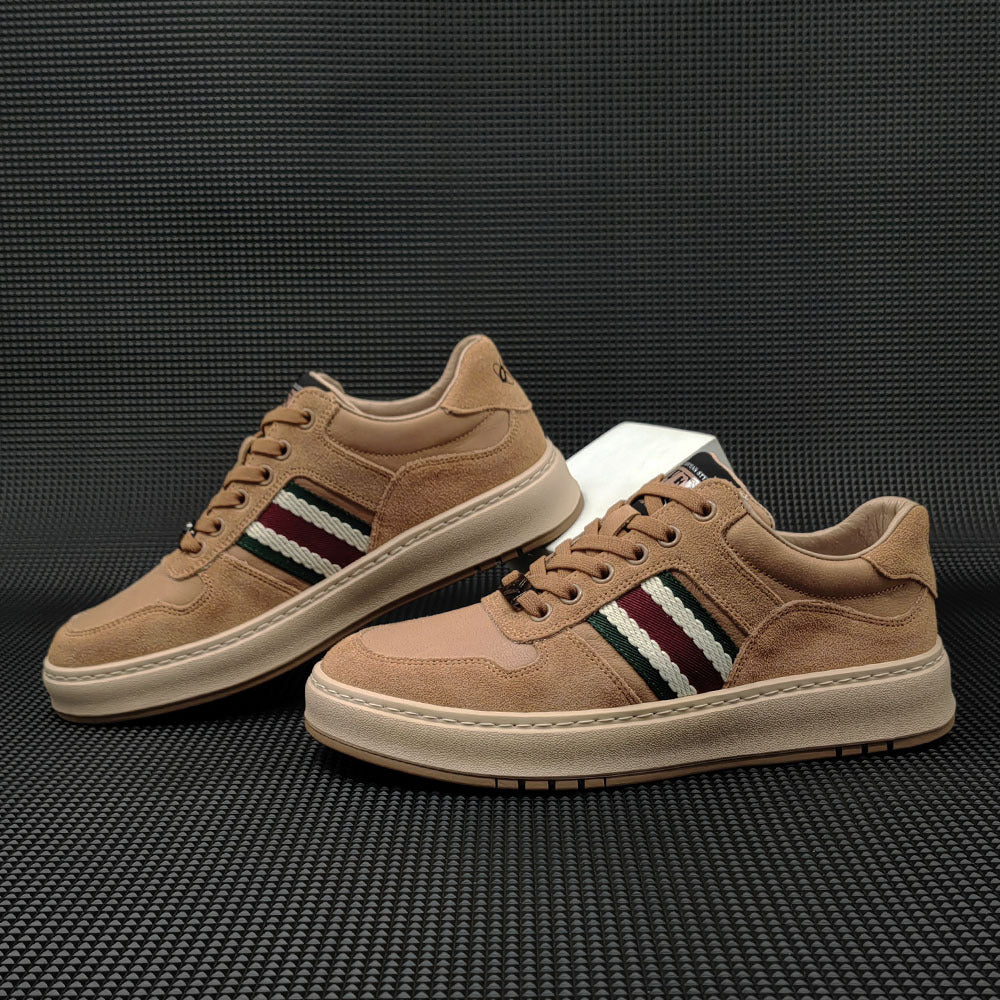 Men Patchwork Leather Stylish Flat Casual Sneakers-RAIIFY