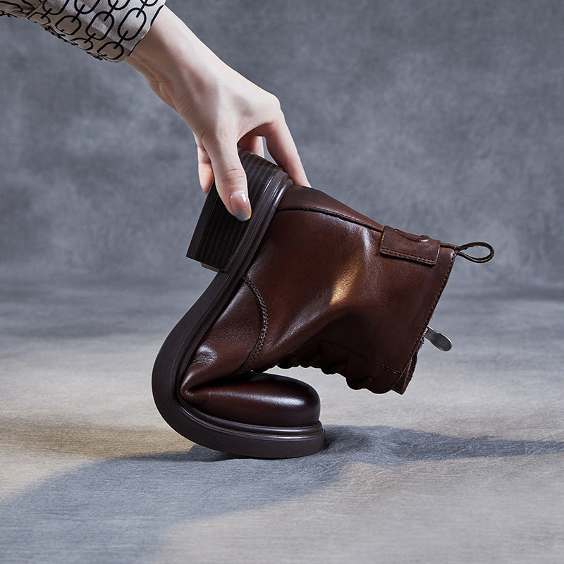 Women Minimalist Retro Soft Leather Ankle Boots-RAIIFY