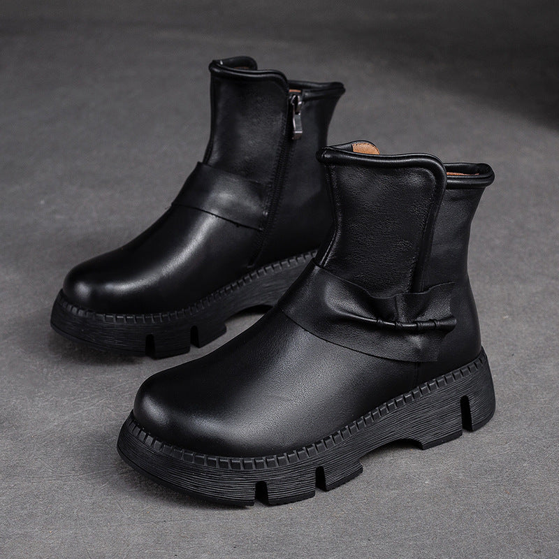 Women Retro Leather Comfort Casual Boots-RAIIFY