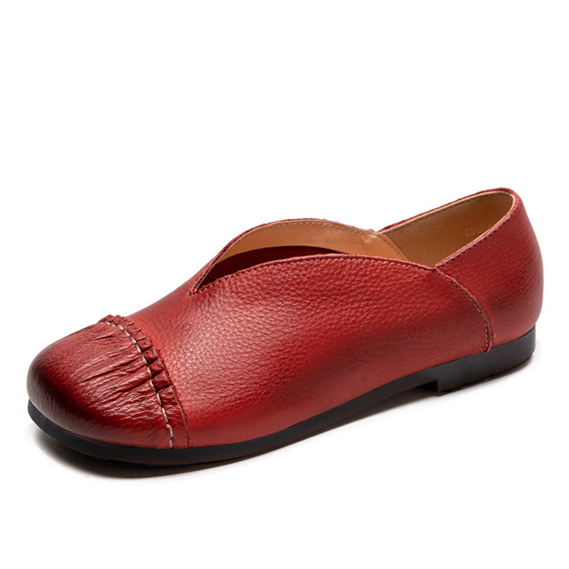 Women Minimalist Soft Leather Casual Flats-RAIIFY