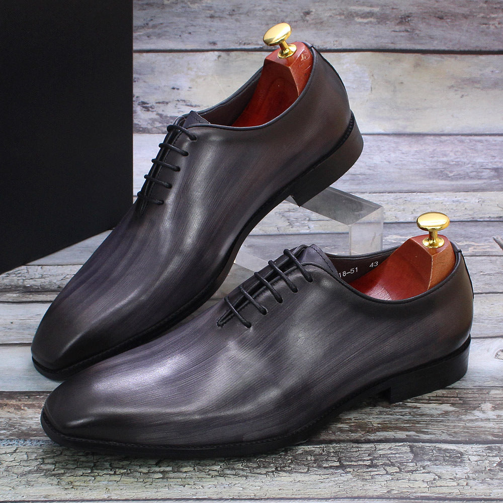 Men Leather Handmade Dress Oxford Shoes-RAIIFY