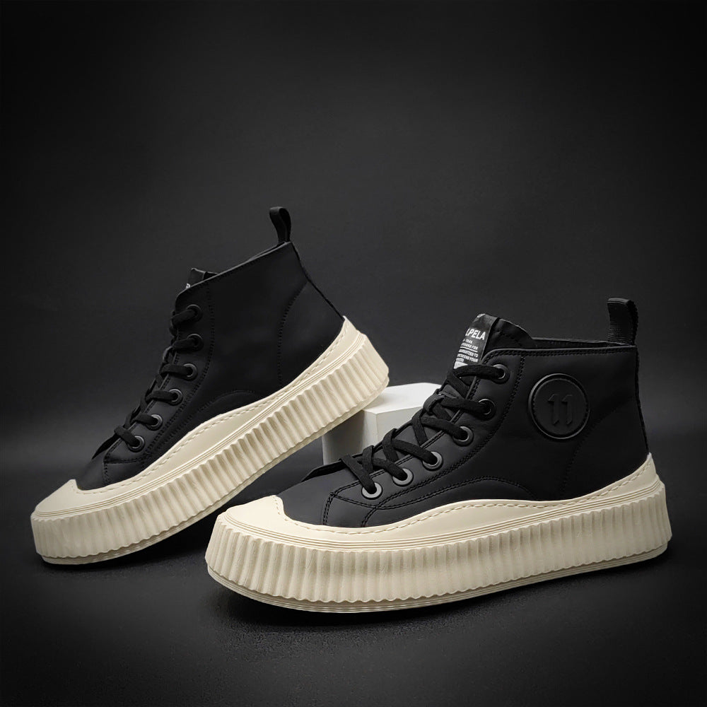 Men Fashion Leather Thick Sole Sneakers-RAIIFY