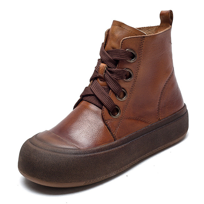 Women Autumn New Trendy Retro Leather Boots-RAIIFY