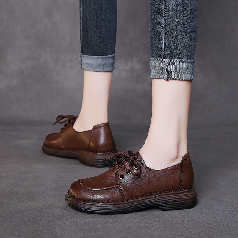 Women Handmade Soft Leather Retro Casual Shoes-RAIIFY