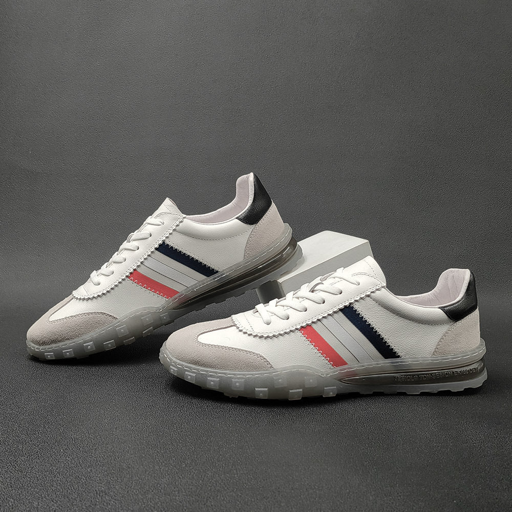 Men Fashion Patchwork Leather Flat Casual Sneakers-RAIIFY