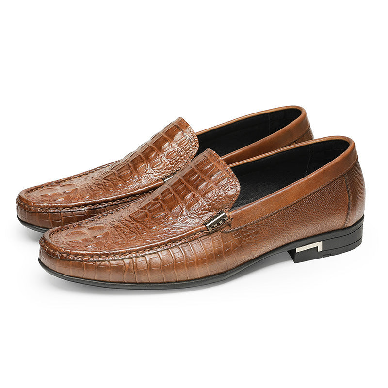Men Classic Embossing Cowhide Casual Slip-On Loafers-RAIIFY