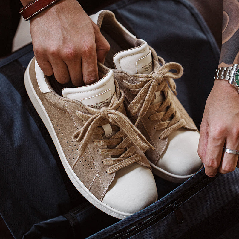 Men Minimalist Fashion Breathable Leather Flat Casual Sneakers-RAIIFY