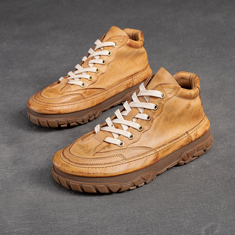 Women Retro Patchwork Soft Leather Casual Shoes-RAIIFY