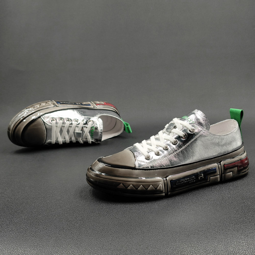 Men Fashion Glued Leather Casual Sneakers-RAIIFY