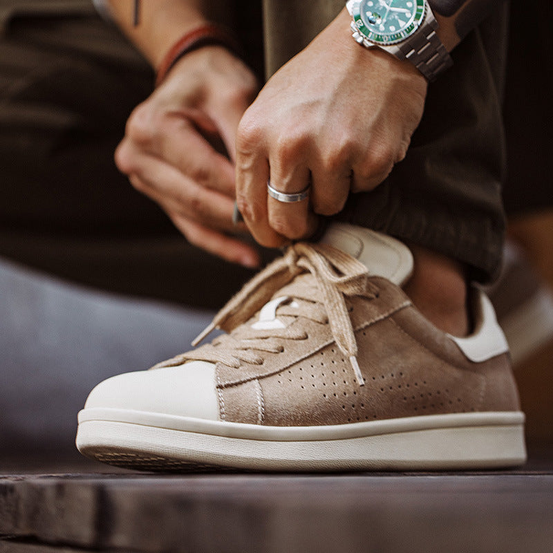 Men Minimalist Fashion Breathable Leather Flat Casual Sneakers-RAIIFY