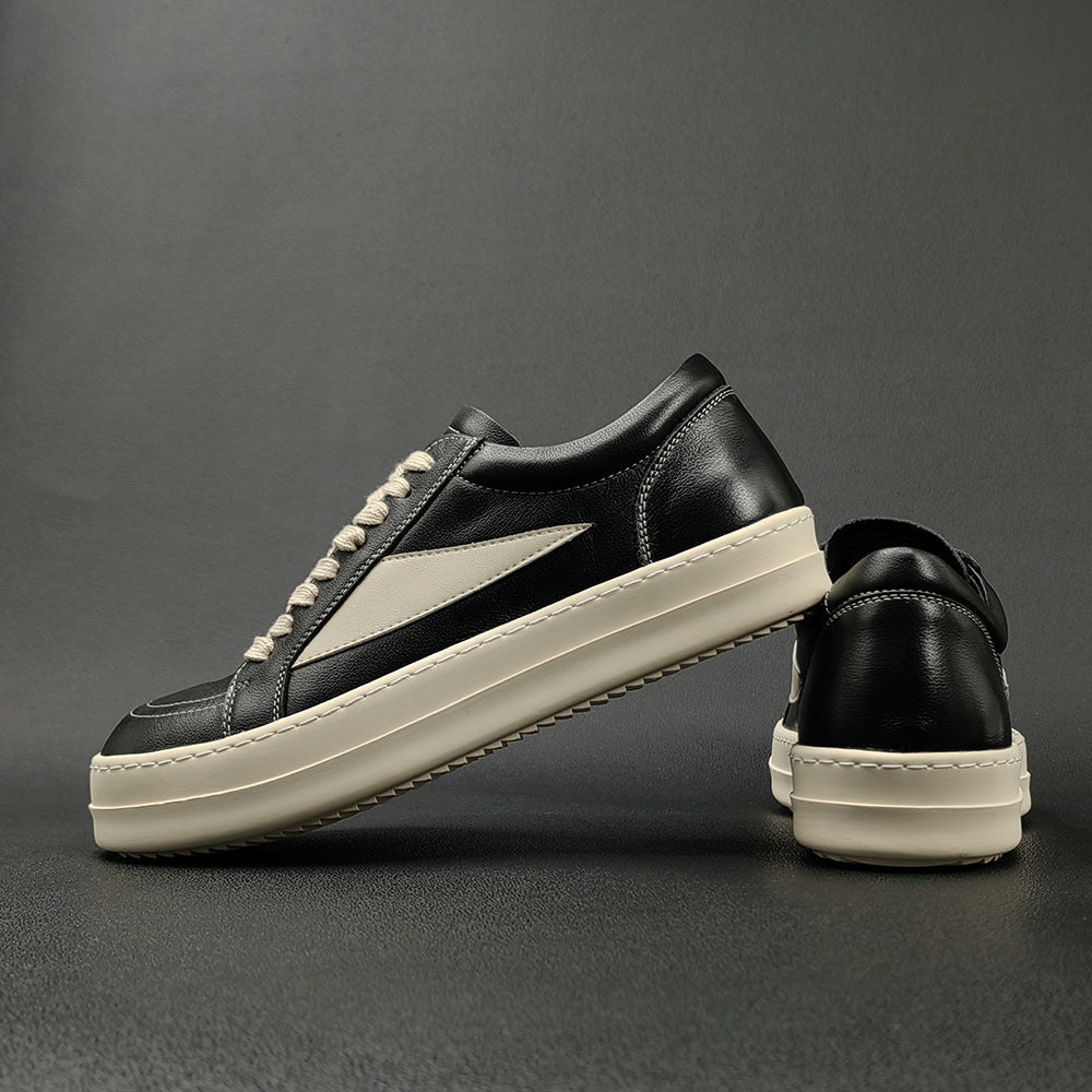 Men Casual Minimalist Patchwork Leather Flat Shoes-RAIIFY