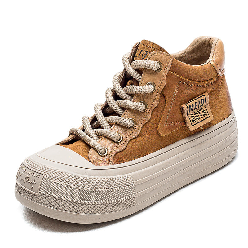 Women Stylish Fashion Leather High Top Casual Shoes-RAIIFY