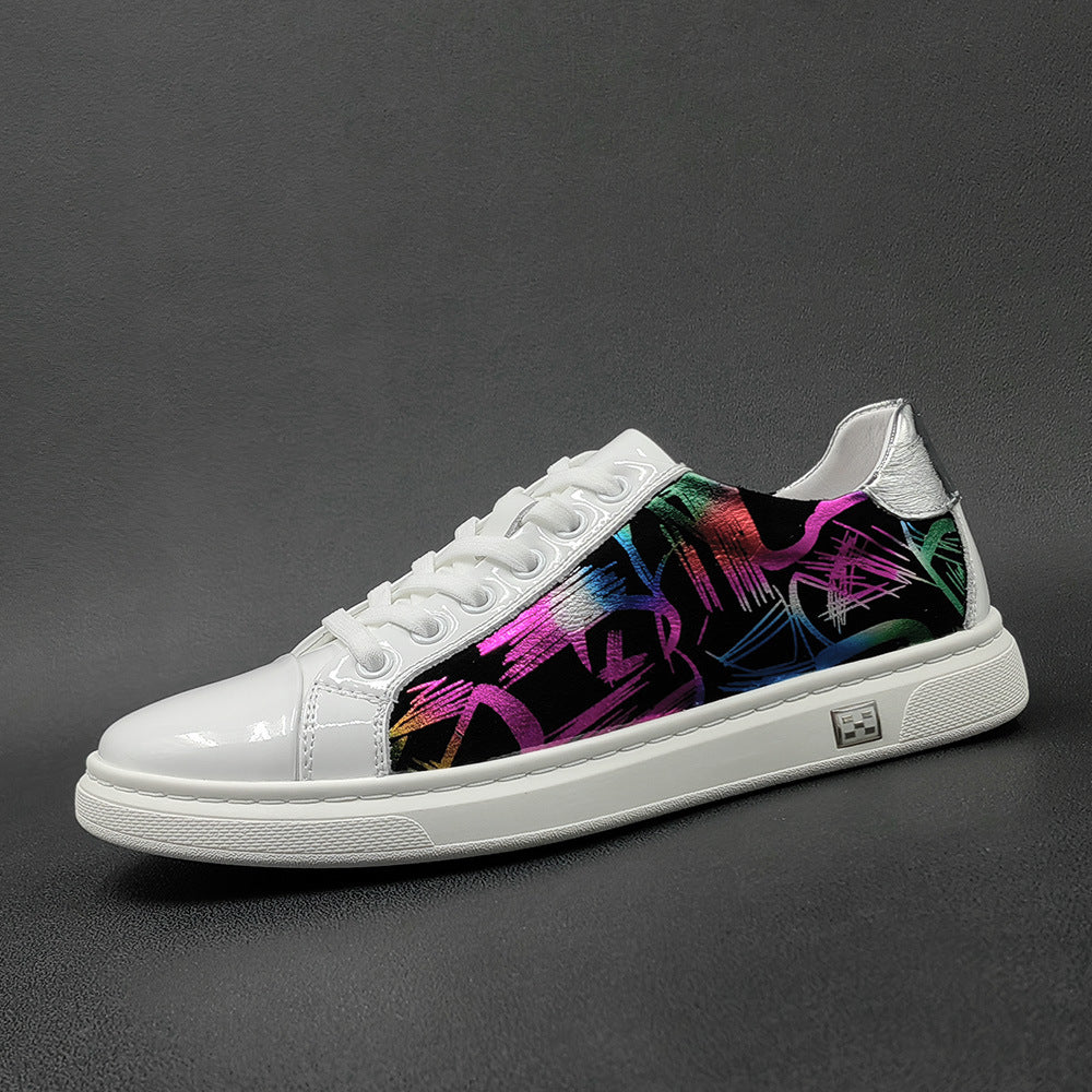 Men Stylish Fashion Print Leather Flat Casual Shoes-RAIIFY