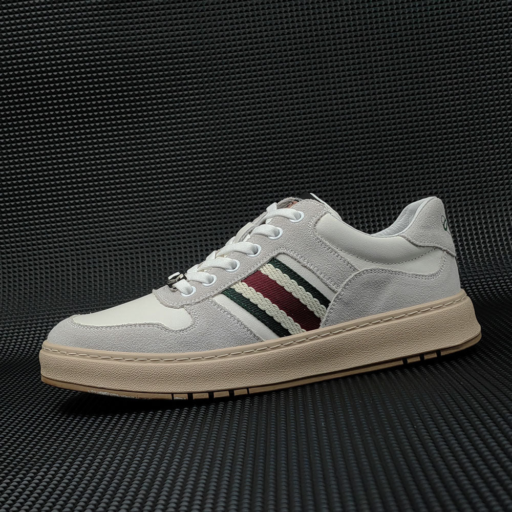 Men Patchwork Leather Stylish Flat Casual Sneakers-RAIIFY