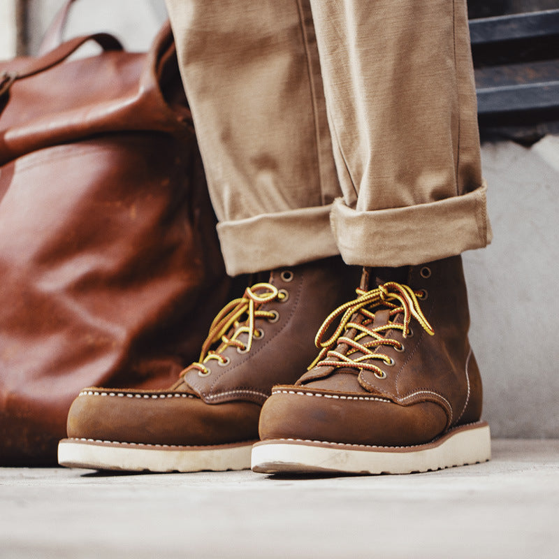 Men Retro Style Minimalist Leather Casual Boots-RAIIFY